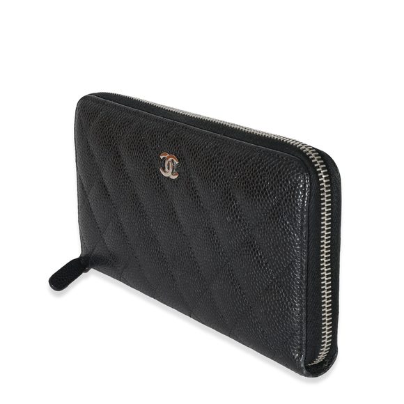 Chanel Black Quilted Caviar Classic Long Zipped Wallet - Picture 2 of 7